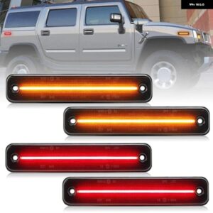 ハマー H2 2003-2009 クリアスモークレンズ LED サイドマーカーランプ アンバー フロント レッドリアサイドフェンダーライト