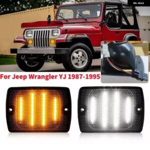 スモークレンズ LED フロント バンパー ライト カー ウィンカーランプ ジープ ラングラー YJ 1987-1995 2個