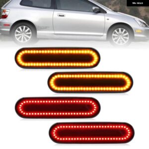 ホンダ シビック SI EP3 3ドア 2002-2005 クリアスモークレンズ LED サイドマーカーランプ アンバー フロント レッド リアサイドフェンダー リフレクター