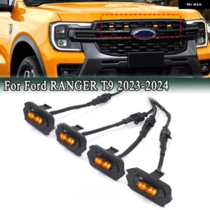フォード レンジャー T9 2023-2024 フロント ラジエーター グリル LEDライト アンバー ホワイト デイタイム ランニングライト ドライビング フォグランプ