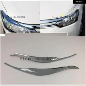 車フロント ヘッドライト ランプアイブロウフードモールディング フレーム スティックABSクローム トリム 2個 トヨタ ヴィオス/ヤリスセダン2014 2015 2016