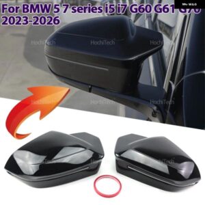 BMW 5 7シリーズ I5 I7 G60 G61 G70 Mルックミラー カバー ステッカー リアビューミラー ケースカバー ブライトブラック 2023 2024 2025 2026