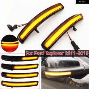 PIAR ブラックダイナミックLEDサイドウィングミラー ウィンカーライト インジケーター ランプ ブリンカー 2011-2019 フォード エクスプローラー