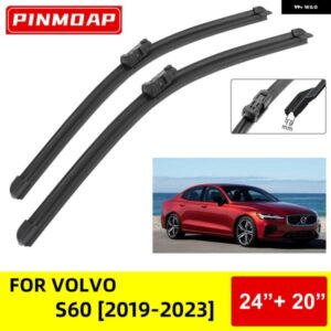 ボルボ S60 2019 - 23 フロント ワイパー ブレード 24インチ+ 20インチ ブラシカッターアクセサリー ゴム