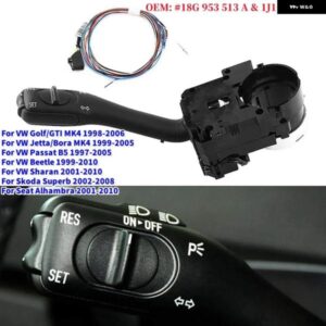 配線 ハーネス 付き車用 ヘッドライト フォグランプ スイッチ クルーズ コントロール レバー スイッチ フォルクスワーゲン VW ジェッタ ゴルフ MK5 MK6