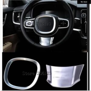 ステアリングホイール フレーム 装飾 カバー トリム ボルボ S90 2018 2019クロームABSカー インテリア アクセサリー