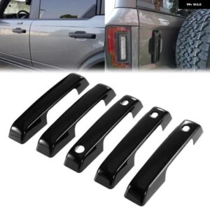 ドアハンドル カバー 5個 フォード ブロンコ 2021-2024 サイドドア テールゲートハンドル ABS プラスチック プロテクター ブラック スマートホール付き