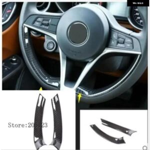 カーボン スタイル ABS プラスチック ステアリングホイール デコレーションストリップ トリム アルファロメオ ジュリア ステルヴィオ 2017 カーアクセサリー