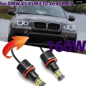 160W ホワイト エンジェルアイ リングマーカー 車サイドライト LED 電球 オートランプ BMW X5 X5M E70 X6 X6M E71 2007-2011