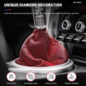クリスタルラインストーンカー ギア シフト ノブ布 ブーツ カバー PUレザーオートハンドブレーキカラー ブーツ カバー カーアクセサリー