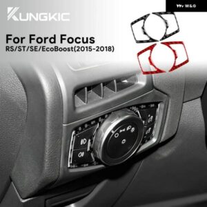 LHD RHD フォード フォーカス SE RS ST エコブースト 2015-18 車用 ヘッドライト ボタン リアルソフトカーボン ステッカー アクセサリー