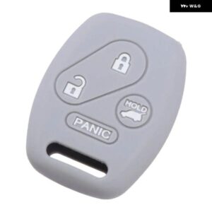 グレー 3+1 ボタン シリコン リモートキーカバー フォブケース ホンダ シビック アコード パイロット 2009-12