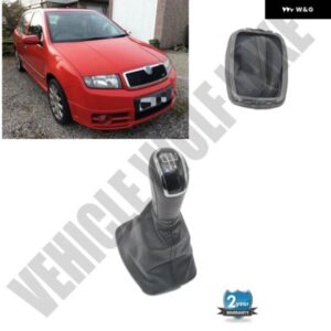 シュコダ ファビア MK1 1999-08 カー スタイリング 5速ギアスティック シフト ノブ レザー ブーツ