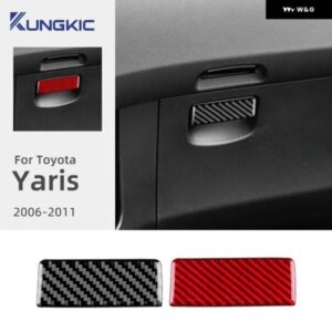 LHD RHD リアルソフトカーボン ステッカー トヨタ ヤリス 2006-11 車用副パイロット ツール ボックス スイッチ フレーム トリム