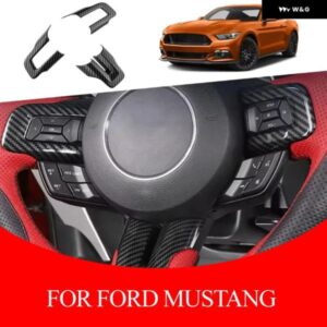 ABSカーボン ステアリングホイール スイッチ ボタン カバー トリム ステッカー フォード マスタング2016-2022カーアクセサリー