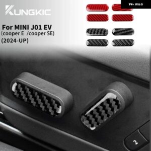 KICKUNG カーシート調整 ボタン ソフトカーボン ステッカー MINI J01 EV COOPER E SE 2024 2025 内装 トリム ブラック レッド