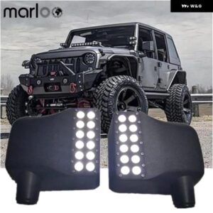 ジープ ラングラー JK JKU 2007 - 2016 ラングラー 左 右サイドミラー ハウジングカバー ホワイトスポットライト アンバーウインカー付き