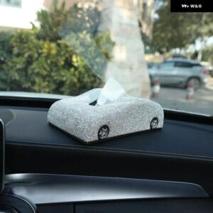 光沢白ケバケバクリスタルティッシュボックスカバー ホームオフィスペーパータオルケースボックス カスタムパーツ アクセサリー 交換用部品