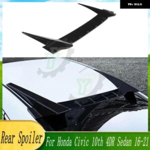 ABS プラスチック リアウィンドウルーフ スポイラー R スタイル唇バイザー ホンダ シビック 10TH 4DR セダン 2016-21 カスタムパーツ アク