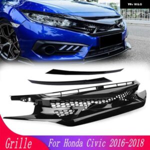 車メッシュフロントグリル ホンダ シビック 2016 2017 2018 第10世代 交換フロントバンパー レーシング グリル カスタムパーツ アクセサリ