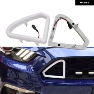 フォード マスタング 2015 2016 2017 フロント グリル フード バンパー ホワイト LED DRL デイタイム ランニングライト 15-17 CE カスタム