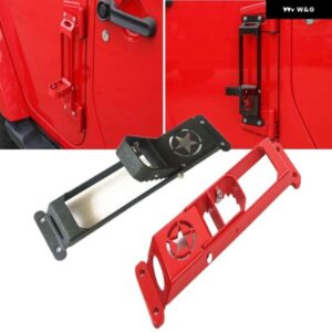 2個 レッド/ブラック ドアヒンジ金属サイドフットペダル ステップ ジープ ラングラー JK 2007-2018 2 ドア 4 ドアカーアクセサリー カスタ