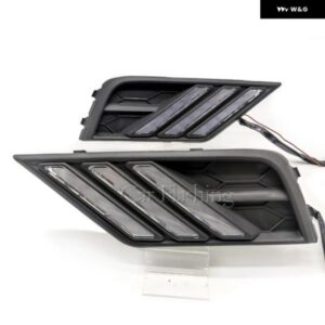 車 LED デイタイム ランニングライト フォグランプ DRL バンパー VW フォルクスワーゲン ティグアン 2017 2018 2019 黄色 ウィンカー フォグ