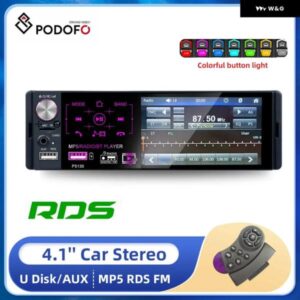 4.1インチタッチスクリーン1 DINカーラジオBLUETOOTHオートラジオRDS FM USB AUX MP3 MP5ビデオプレーヤーステレオ ステアリングホイール コ