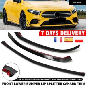 3個 フロントロアバンパー リップスプリッターカナードトリム メルセデスベンツ A クラス W177 A180 A200 A220 A250 AMG 2019 + スタイリン