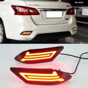 2個 リフレクター 日産 セントラシルフィ 2016 2017 2018 車 LED リア フォグランプ ブレーキライト リアバンパー ランプ カスタムパーツ