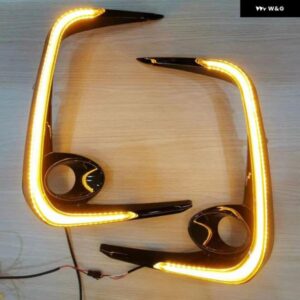 車 LED DRL デイタイム ランニングライト 黄色 ウィンカー 12V フォグランプ 装飾バンパーライト トヨタ カローラ 2019-22 カスタムパーツ