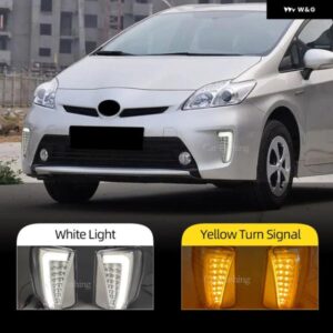 LED フロントバンパー フォグランプ DRL デイタイム ランニングライト イエローウィンカーライト トヨタ プリウス ZVW30 2012-15 カスタム