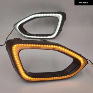 2個 車 DRL デイタイム ランニングライト MG HS 2018 2019 2020 12V LED デイライト フォグランプ と流れるイエローウインカー カスタムパ