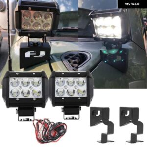 1セット フロントカウル 4インチ 18ワット LED ワークライトバーフロントガラス 柱取付ブラケット トヨタ FJ クルーザー 2007-2015 カスタ