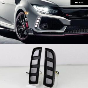 カー点滅 1セット DRL ホンダ シビック タイプ R 2018-21 LED デイタイム ランニングライト 黄色 ウィンカー ランプ 防水 カスタムパーツ