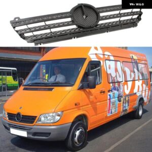 フロントビレットバンパー メッシュグリル バーベントOEMアッパーカバー メルセデスベンツ スプリンターバンW901 2002-2006 カスタムパーツ