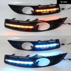 1ペア カーライト DRL LED フォグランプ デイタイム ランニングライト 黄色 ウインカー付き VW フォルクスワーゲン パサート B6 2005 - 201
