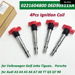 4個 アウディ A3/4/5/6/7/8 TT Q5/7 R8 VW ゴルフ ジェッタ ティグアン 0221604800 06E905115E 06D905115G 06D905115A 06D905115B 点火コイ