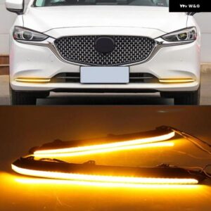 車 DRL ランプ LED デイタイム ランニングライト マツダ6 アテンザ 2019-22 黄色 ウィンカー フォグランプ カスタムパーツ アクセサリー 交