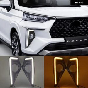 2個 トヨタ アヴァンザ 2022 2023 LED デイタイム ランニングライト 黄色 ウィンカーライト バンパー DRL フォグランプ カバー カスタムパ