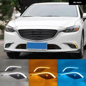 車 LED DRL デイタイム ランニングライト ドライビング フォグランプ カバー マツダ6 MAZDA6 アテンザ 2016 2017 2018 イエローウインカー付
