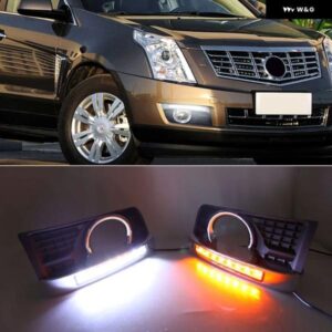 1ペア LED デイタイム ランニングライト LED DRL 黄色 ターニングライト フォグランプ カバー キャデラック SRX 2012-16 カスタムパーツ ア