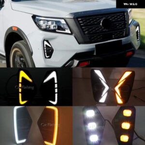 DRL デイタイムランニング ドライビング フォグランプ ライト 日産 ナバラ NP300 フロンティア 2020 2021 2020 2023 防水 ウィンカー イエロ