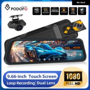 9.66インチ フルスクリーンバックミラー ダッシュカム 1080P ミラー カーレコーダーストリームメディアカー DVR ビデオレコーダーレジストラ