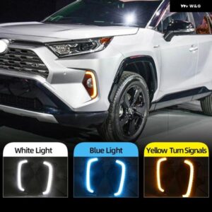 LED デイタイム ランニングライト DRL トヨタ RAV4 RAV 4 2019-22 黄色 ウィンカー インジケータ ライトバンパー フォグランプ 付き カスタ