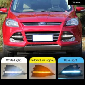 1セット LED デイタイム ランニングライト DRL デイライト フォグランプ 黄色 ウィンカー フォード クーガエスケープ 2013-16 カスタムパー