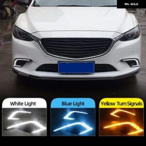 2個 DRL デイタイム ランニングライト LED DRL フォグランプ ドライビングライト イエロー ウィンカー ランプ マツダ6 アテンザ 2016 2017
