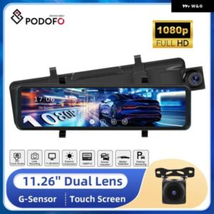 11.26インチ デュアル 1080P HD IPS ダッシュカム タッチ スクリーン バックミラー カーレコーダー 重力センサー モーション検出付き カス