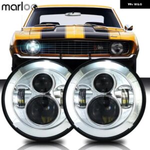 2PC 車 LED プロジェクター ヘッドライト 7インチ ラウンドヘッドランプ電球ランプアップグレードセット シボレー カマロ 1967 1968 1969 1