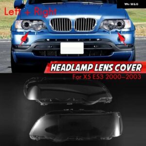 2個 - BMW X5 E53 2000-2003 ヘッドライト レンズカバー 交換用 ヘッドライト ランプランプシェードガラスシェル 左 + 右 カスタムパーツ